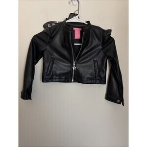 Isaac Mizrahi Girls Size 4 T Faux Leather Jacket Black